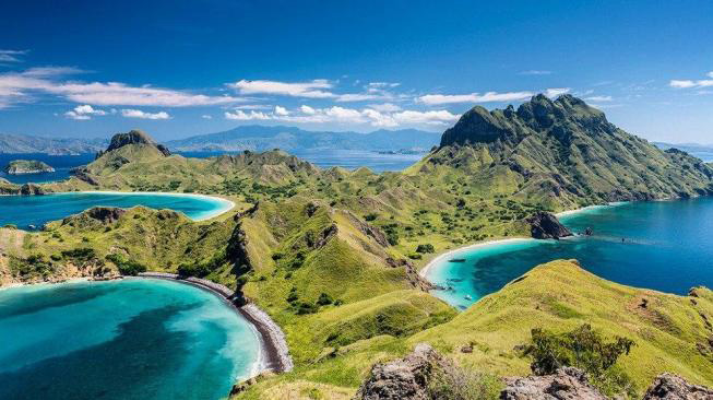 The island is home to a unique ecosystem that includes not only the Komodo dragons but also a variety of other wildlife such as deer, wild boar, water buffalo, and various bird species. The island's landscape is dominated by rugged hills, savannah grasslands, and dense forests, making it an ideal destination for nature lovers and adventure seekers.